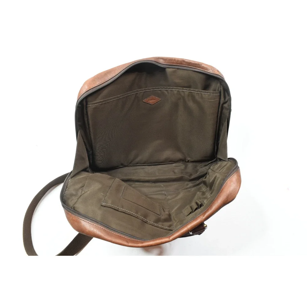 Fossil Evans Workbag Brown Leather Shoulder Strap Adjustable Commuter Travel